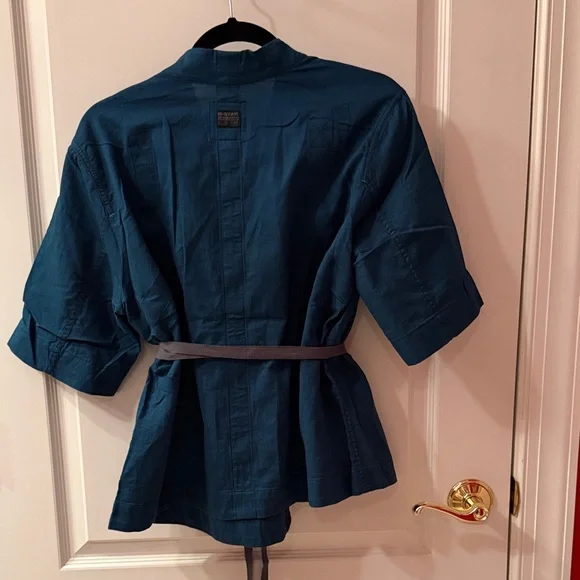 G-Star Teal Wrap Blouse with Gray Belt - Picture 6 of 6